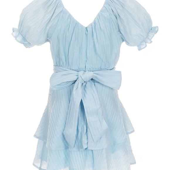 Katie J NYC JUNIOR DELILAH DRESS Light Blue Puff Sleeve- Juniors - Size XL - Picture 3 of 5